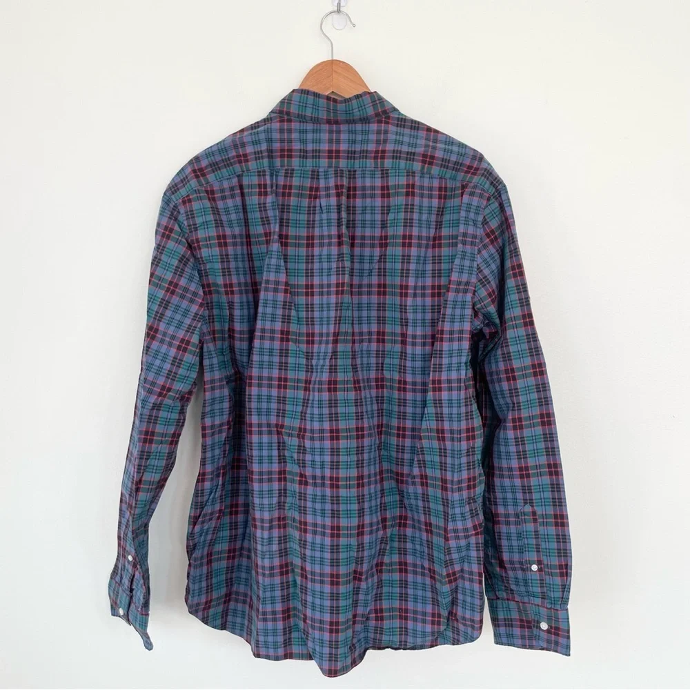 J Crew Secret Wash Cotton Poplin Shirt Long Sleeve Button Down Plaid XL